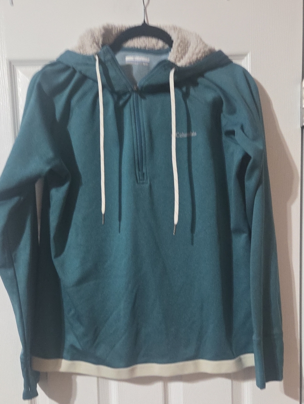Columbia Teal Sherpa-Lined Hooded Pullover